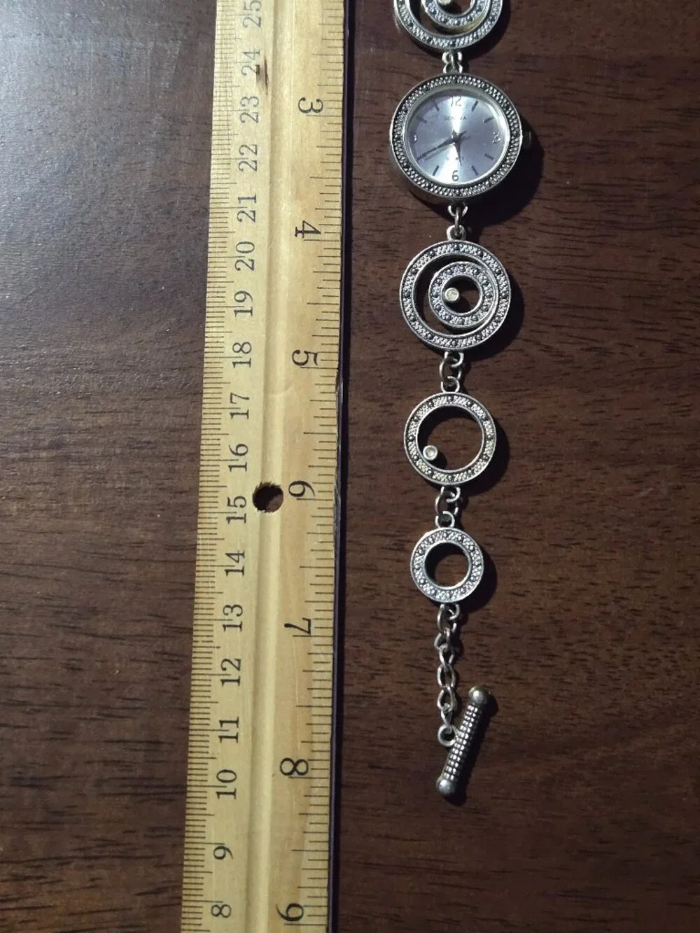 Geneva Womens Bracelet Watch w/Ring Design Band Silvertone 8